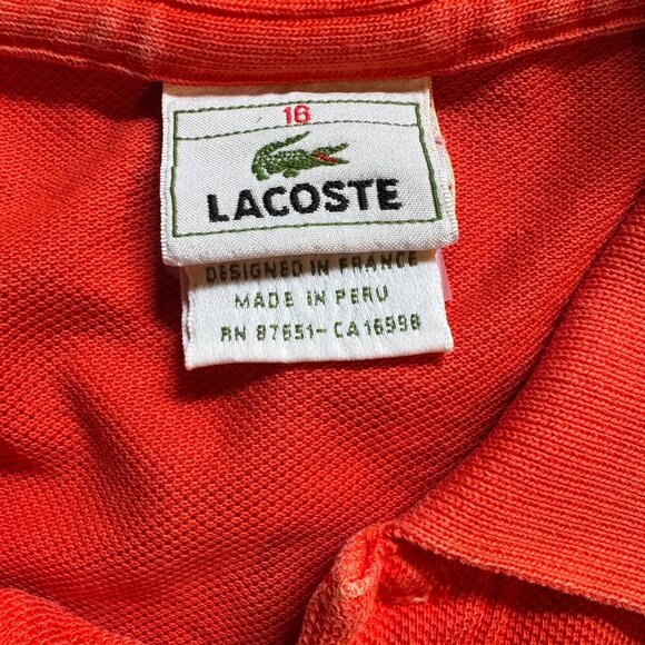 Lacoste Boys’ Polo Shirt Size 16 Red Pink Ombre Gradient Youth XL Preppy - Picture 6 of 9